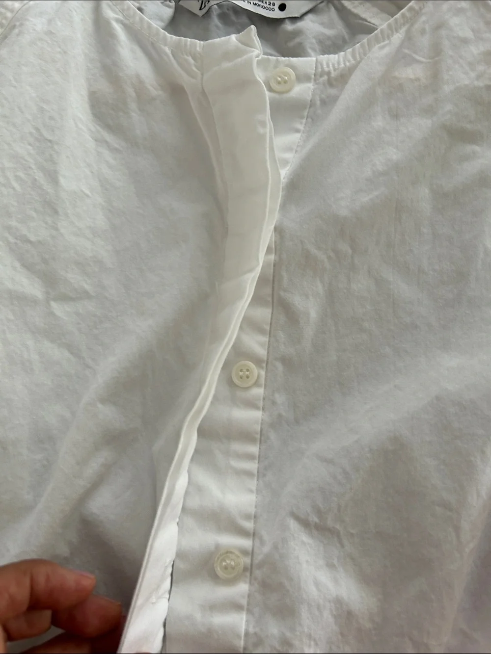 Zara White Puff Sleeve Cropped Button-Front Blouse